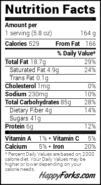 Banana chocolate Chip Muffins Nutritional Information