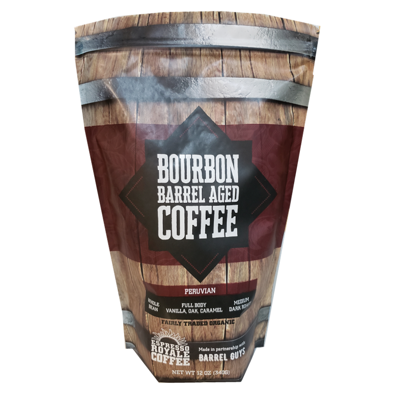 4H Bourbon Barrel Coffee, Fairly Traded Organic, Medium Dark Roast