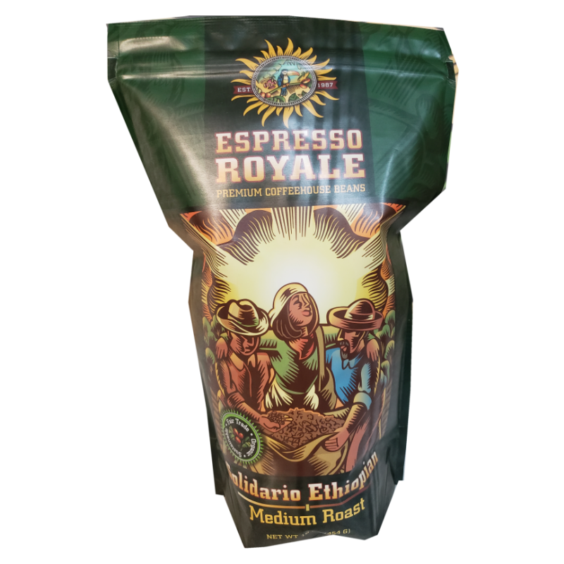 GA Solidario Ethiopian, Fairly Traded Organic,Medium Roast, 16oz bag